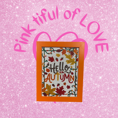 🍂 Fall Diamond Art Home Décor – “Hello Autumn” in Orange Frame