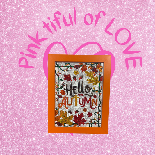 🍂 Fall Diamond Art Home Décor – “Hello Autumn” in Orange Frame