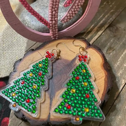 Christmas Earrings- Diamond Painting  Tree Earrings-28Pink tiful of LOVE