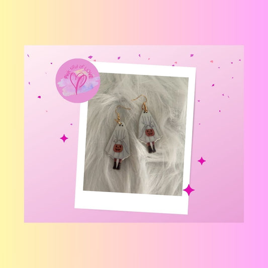 Trick or Treater Ghost Acrylic Wire EarringsPink tiful of LOVE
