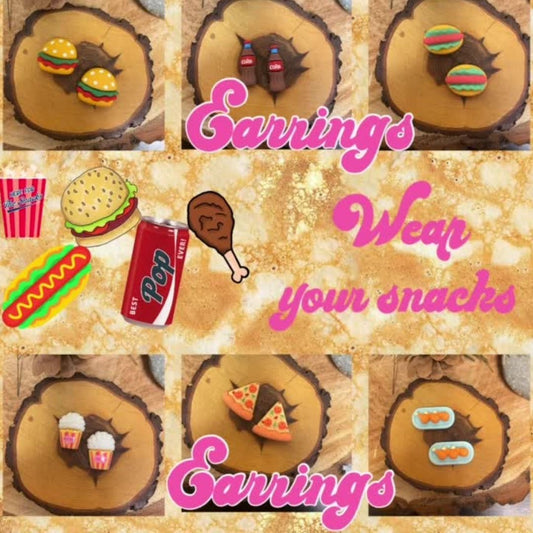 Party Food Stud Earring (6 snacks to choose)Pink tiful of LOVE