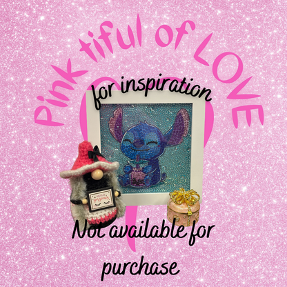 ✨ Framed Diamond Art Picture – Stitch with Drink Sparkling Wall Décor