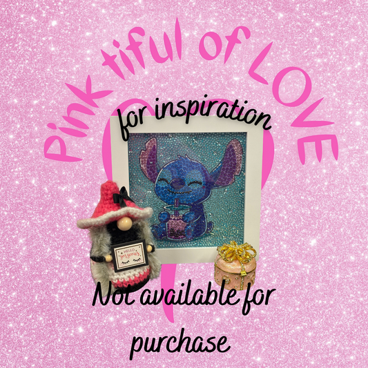 ✨ Framed Diamond Art Picture – Stitch with Drink Sparkling Wall Décor