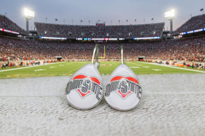 Ohio State French Lever Dangle Earrings | Handmade Glass Fan Jewelry