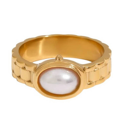 JOSSLYN by wall to wall - 18K STAINLESS STEEL TARNISH FREE  RINGS | 40R119: GOLD SQUARE