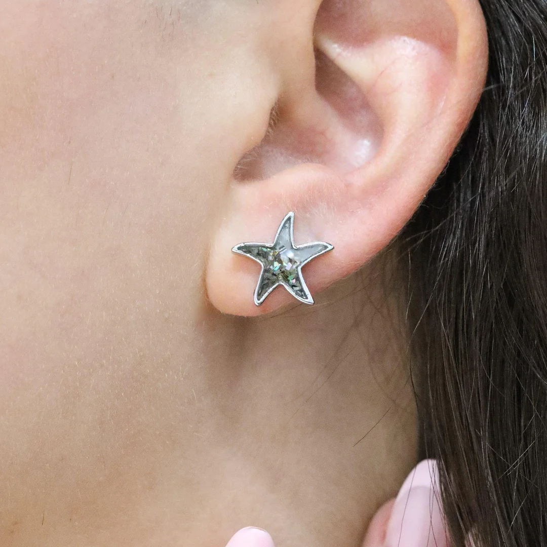 ABALONE &amp; MOTHER OF PEARL Sea Star STud EarringsPink tiful of LOVE