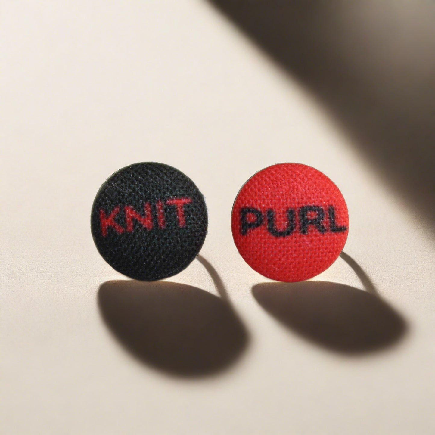 Knit Purl Punk Knitter (small) Fabric button Stud Earrings