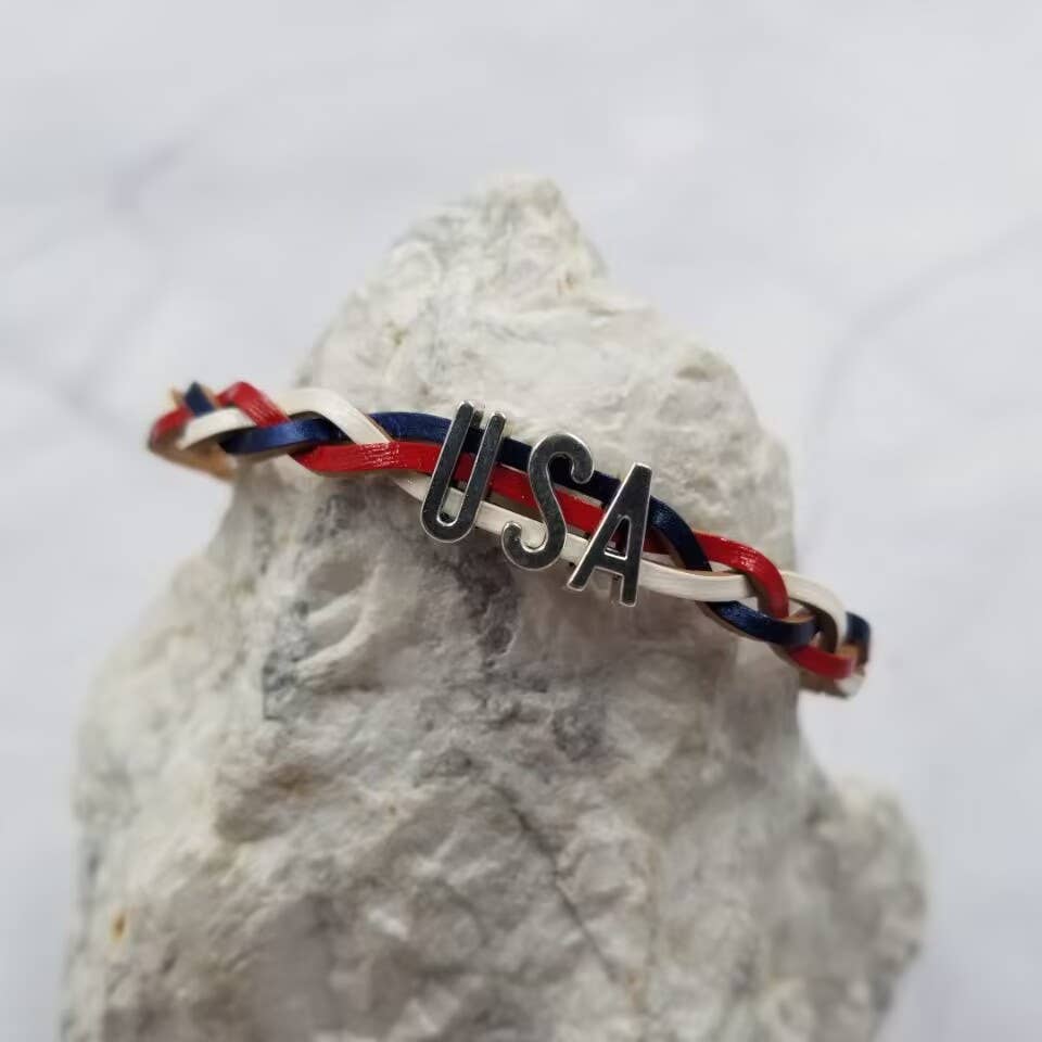 Patriotic USA Leather Bracelet