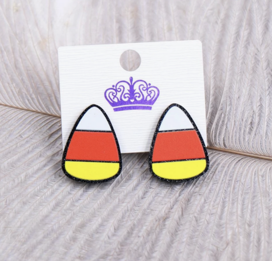 Candy Corn Earrings; Acrylic Glitter EarringsPink tiful of LOVE