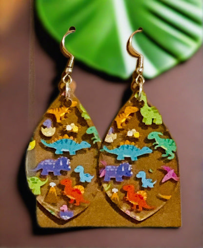 Acrylic Dinosaur Wire EarringsPink tiful of LOVE