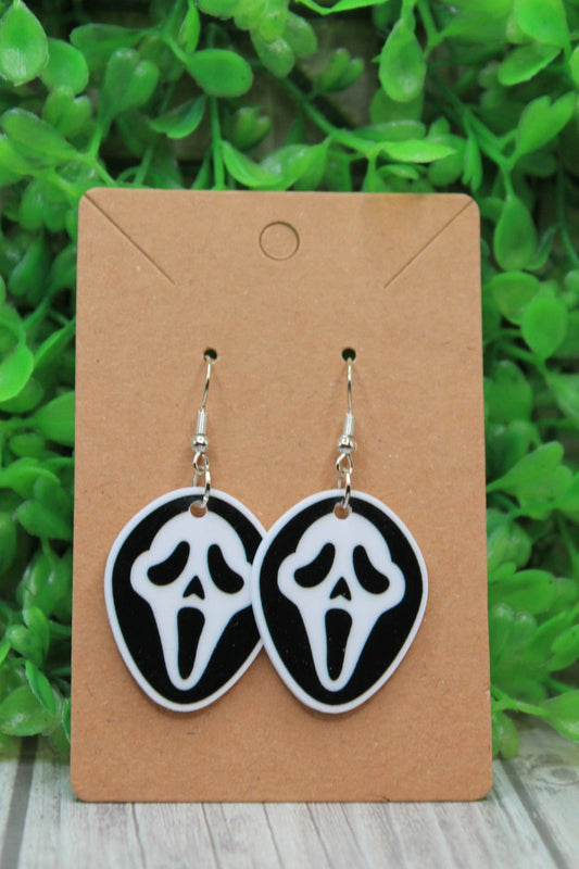 Small Ghost Face Dangle Earrings