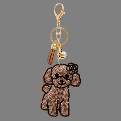 Bling Crystal Brown Dog Key Chain