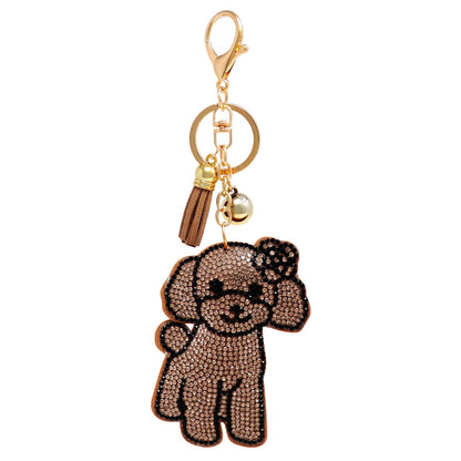 Bling Crystal Brown Dog Key Chain