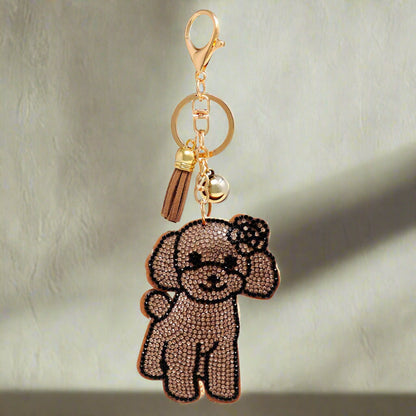 Bling Crystal Brown Dog Key Chain