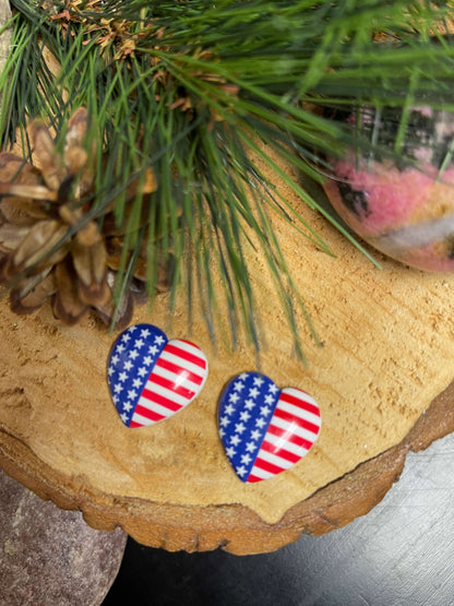 American Flag Heart  Stud EarringsPink tiful of LOVE