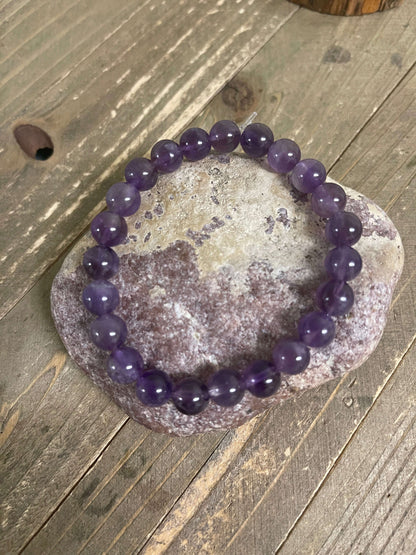Amethyst Beaded Elastic Bracelet;  Natural Gemstones; perfect gift for him or herPink tiful of LOVE