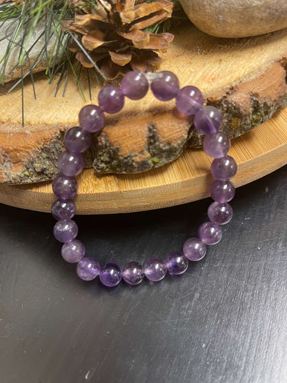 Amethyst Beaded Elastic Bracelet;  Natural Gemstones; perfect gift for him or herPink tiful of LOVE