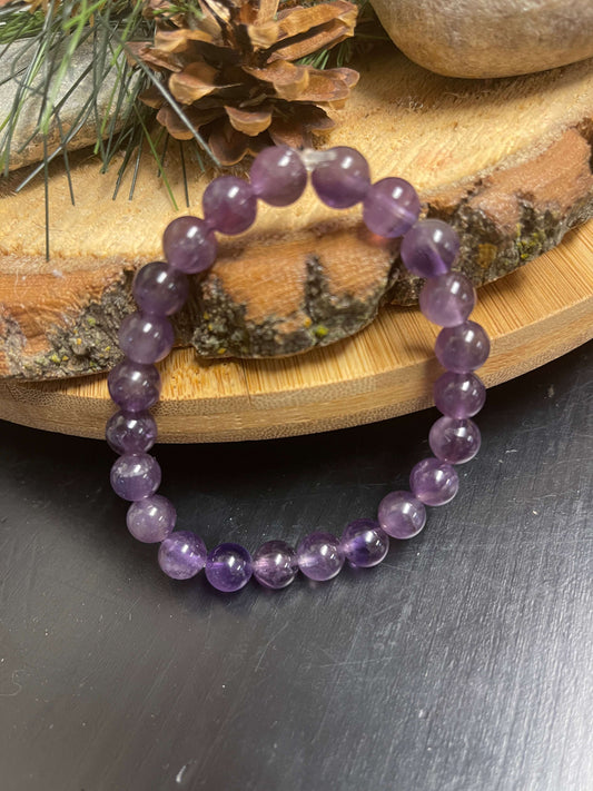 Amethyst Beaded Elastic Bracelet;  Natural Gemstones; perfect gift for him or herPink tiful of LOVE