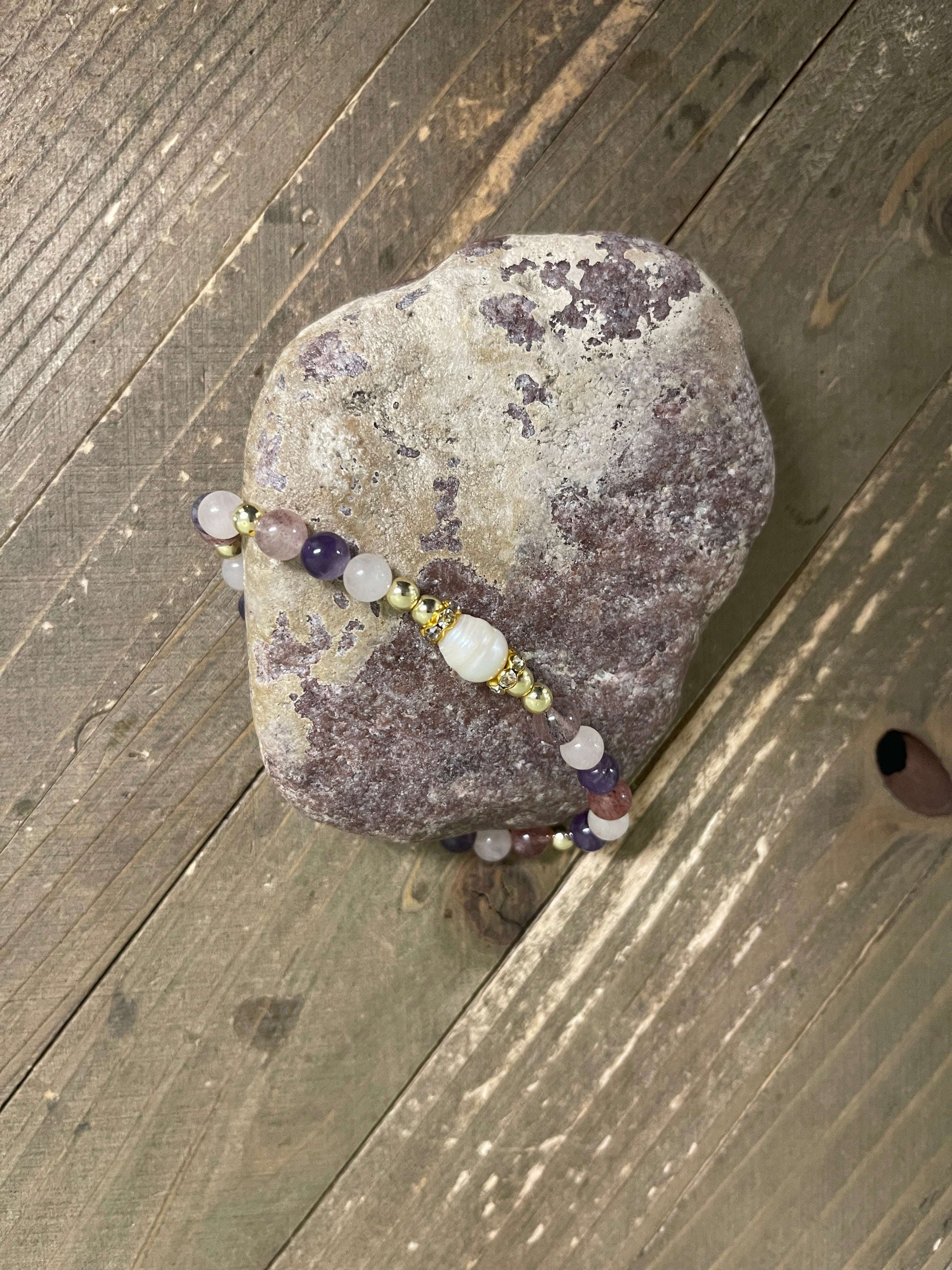 Amethyst Dream Beaded Elastic/Stretch Bracelets (Set of 5)Pink tiful of LOVE