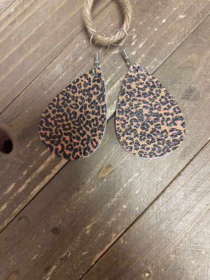 Animal Prints Faux Leather Teardrop earringsPink tiful of LOVE