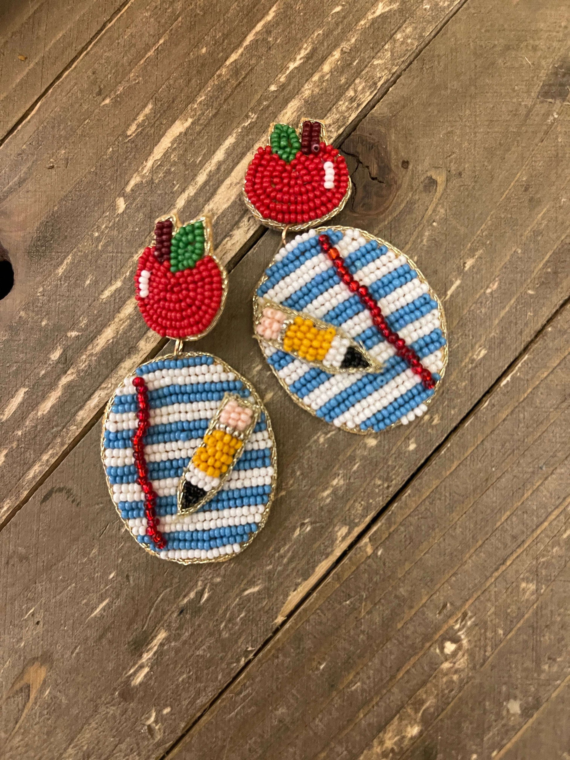 Apple Notebook Beaded Dangle EarringsPink tiful of LOVE