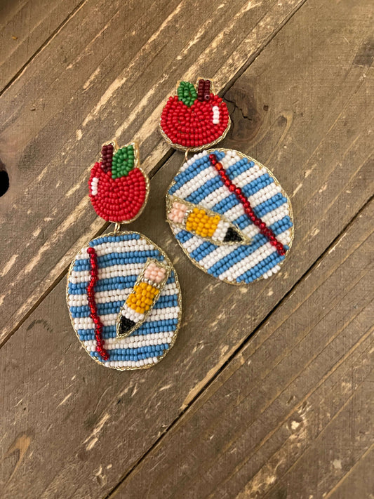 Apple Notebook Beaded Dangle EarringsPink tiful of LOVE