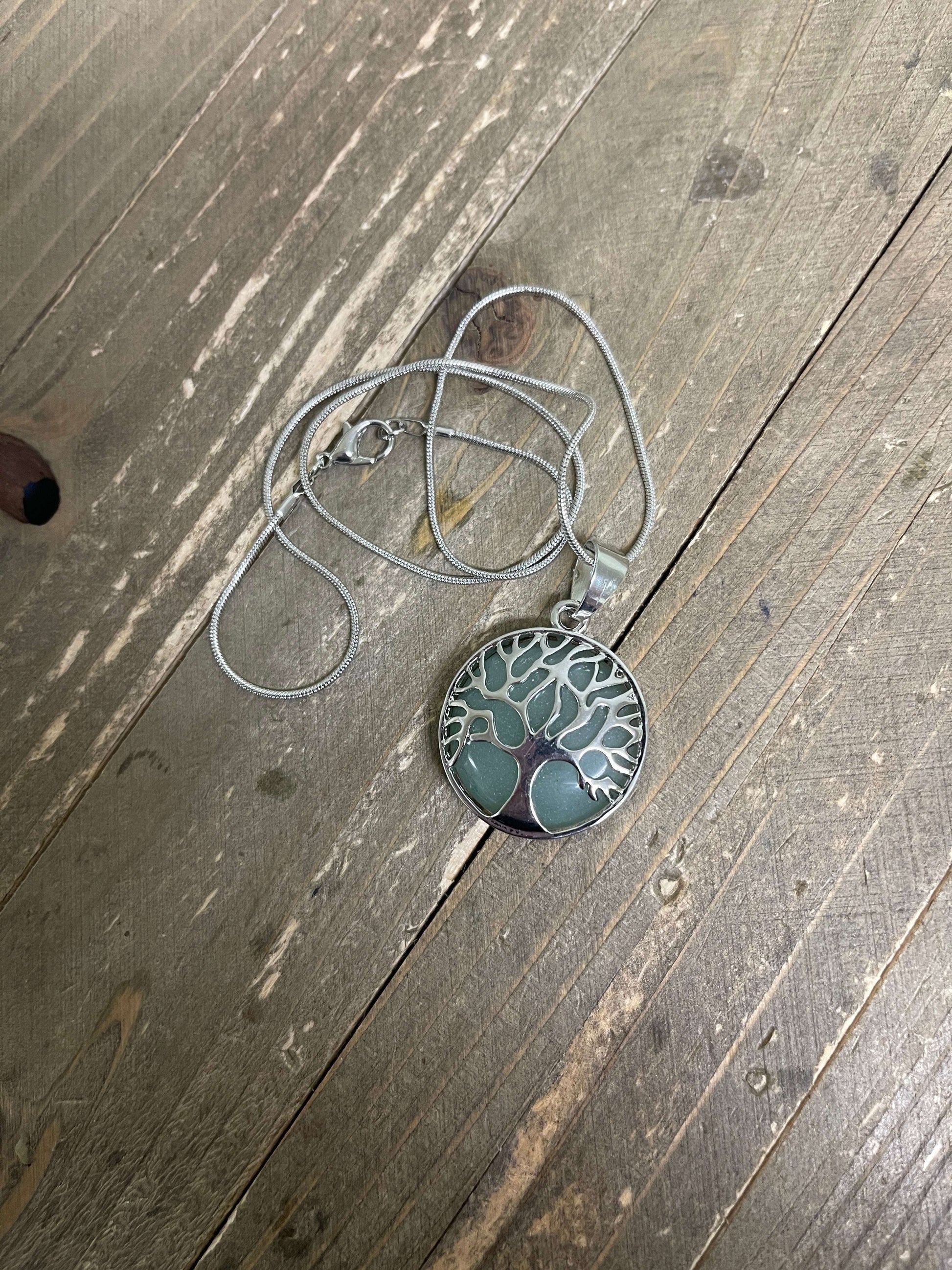 Aventurine Tree Pendant on a  Silver chain NecklacePink tiful of LOVE