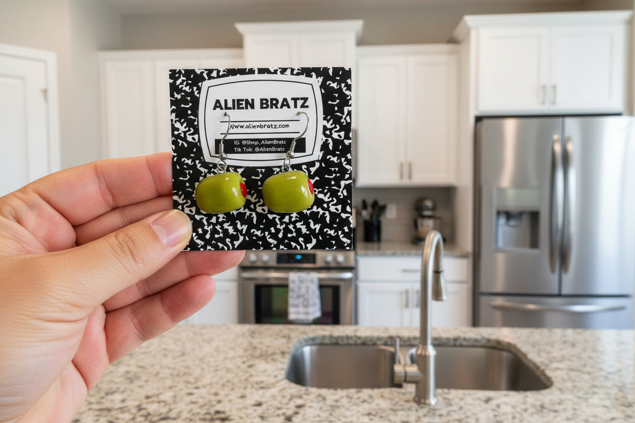 Olive Earrings  | Hypoallergenic Stainless Steel Hooks