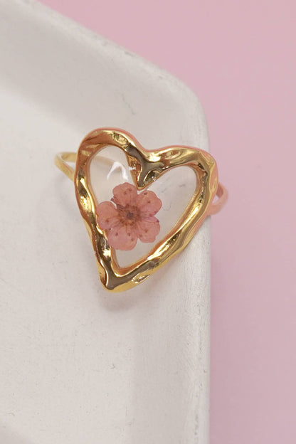 JOSSLYN by wall to wall - 18K STAINLESS STEEL TARNISH FREE FLORAL RINGS | 40R104: HEART APRICOT