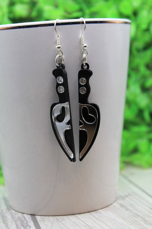 Ghost Face Knife Dangle Earrings