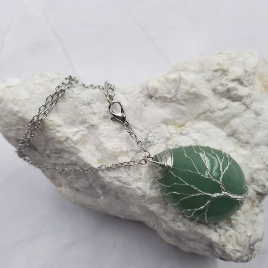 Green Tree of Life Pendant Necklace: Natural StonePink tiful of LOVE