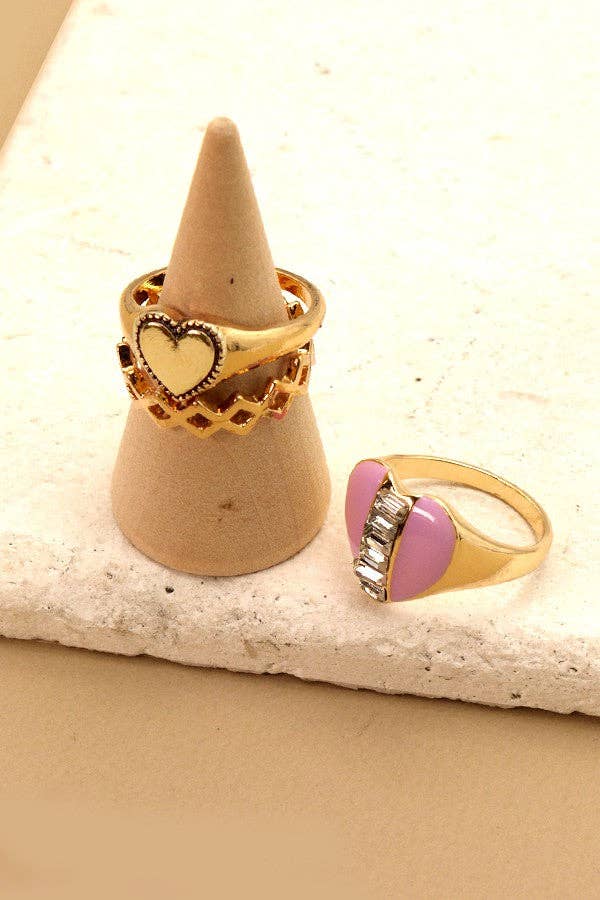 JOSSLYN by wall to wall - EPOXY HEART SET RINGS | 31R22027: GOLD