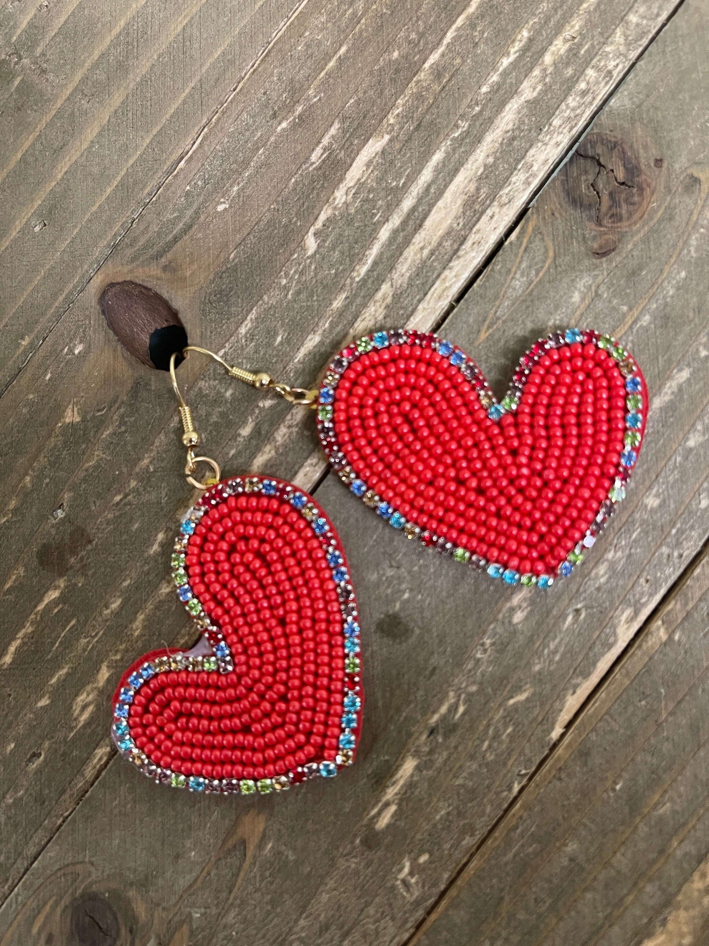 Beaded Heart charm wire EarringsPink tiful of LOVE