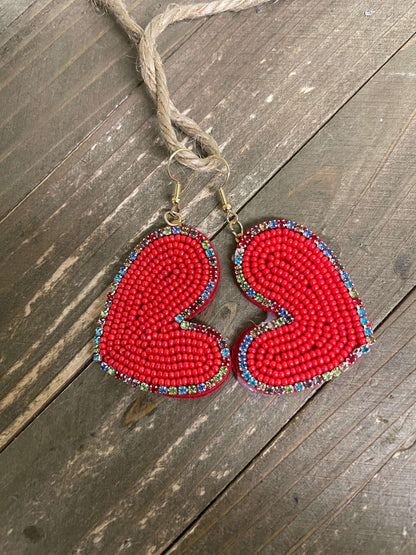 Beaded Heart charm wire EarringsPink tiful of LOVE