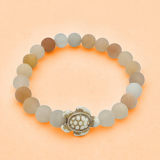 Beige Amazonite Bead Sea Turtle BraceletPink tiful of LOVE