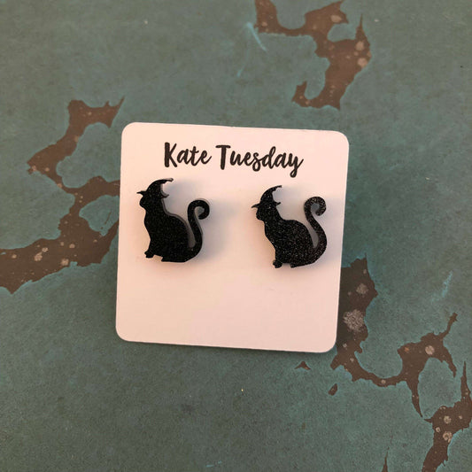 Black Glitter Cat Witch EarringsPink tiful of LOVE