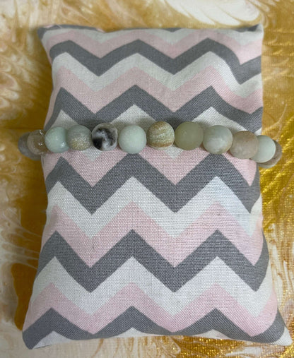 Black Gold Amazonite (Matte) Round gemstone beaded Stretch braceletPink tiful of LOVE