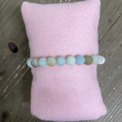 Black Gold Amazonite (Matte) Round gemstone beaded Stretch braceletPink tiful of LOVE