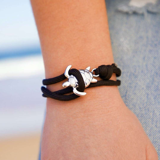 Black Rope Silver Sea Turtle BraceletPink tiful of LOVE