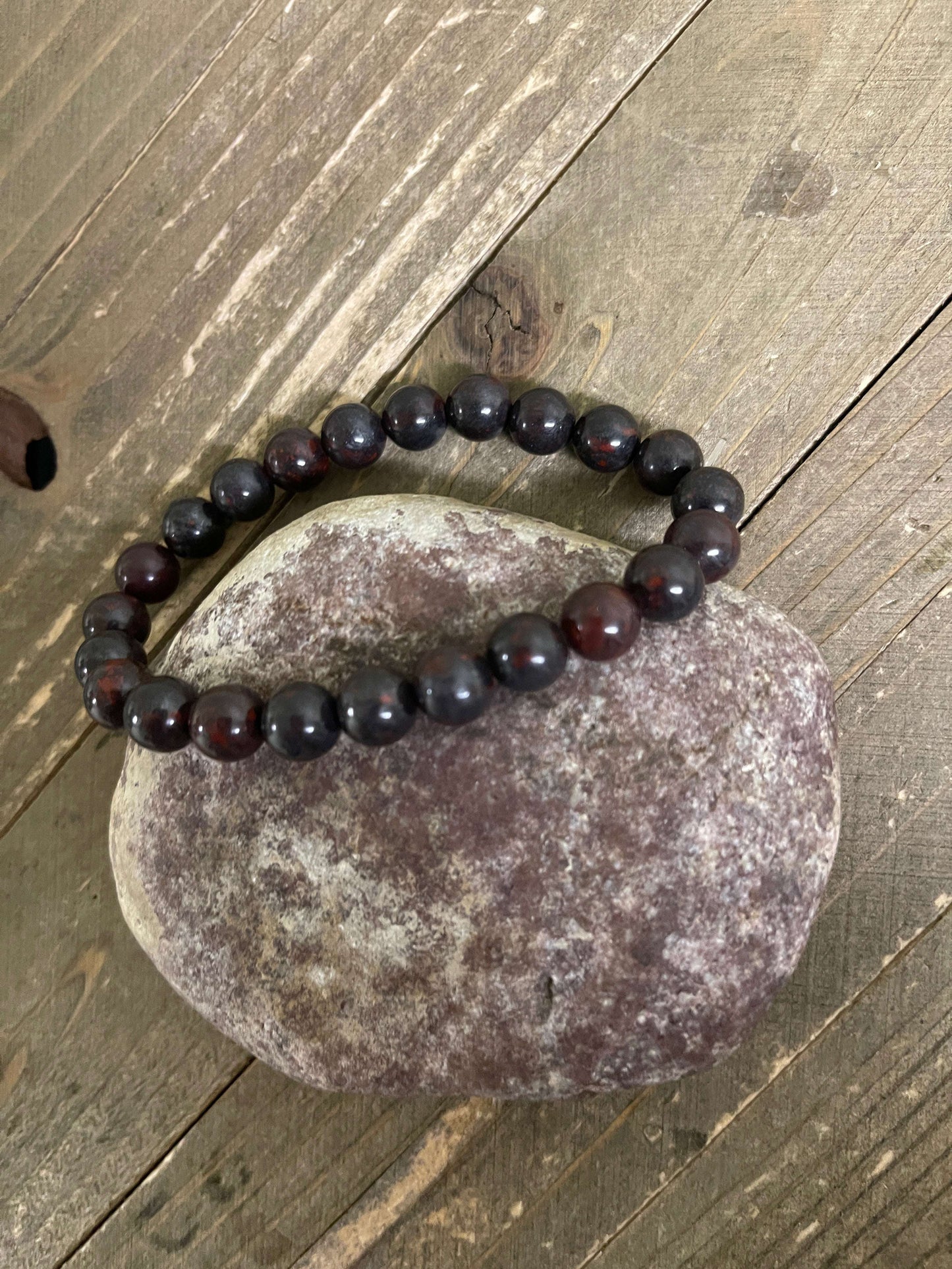 Black Tourmaline in Jasper Beaded Elastic/Stretch BraceletPink tiful of LOVE