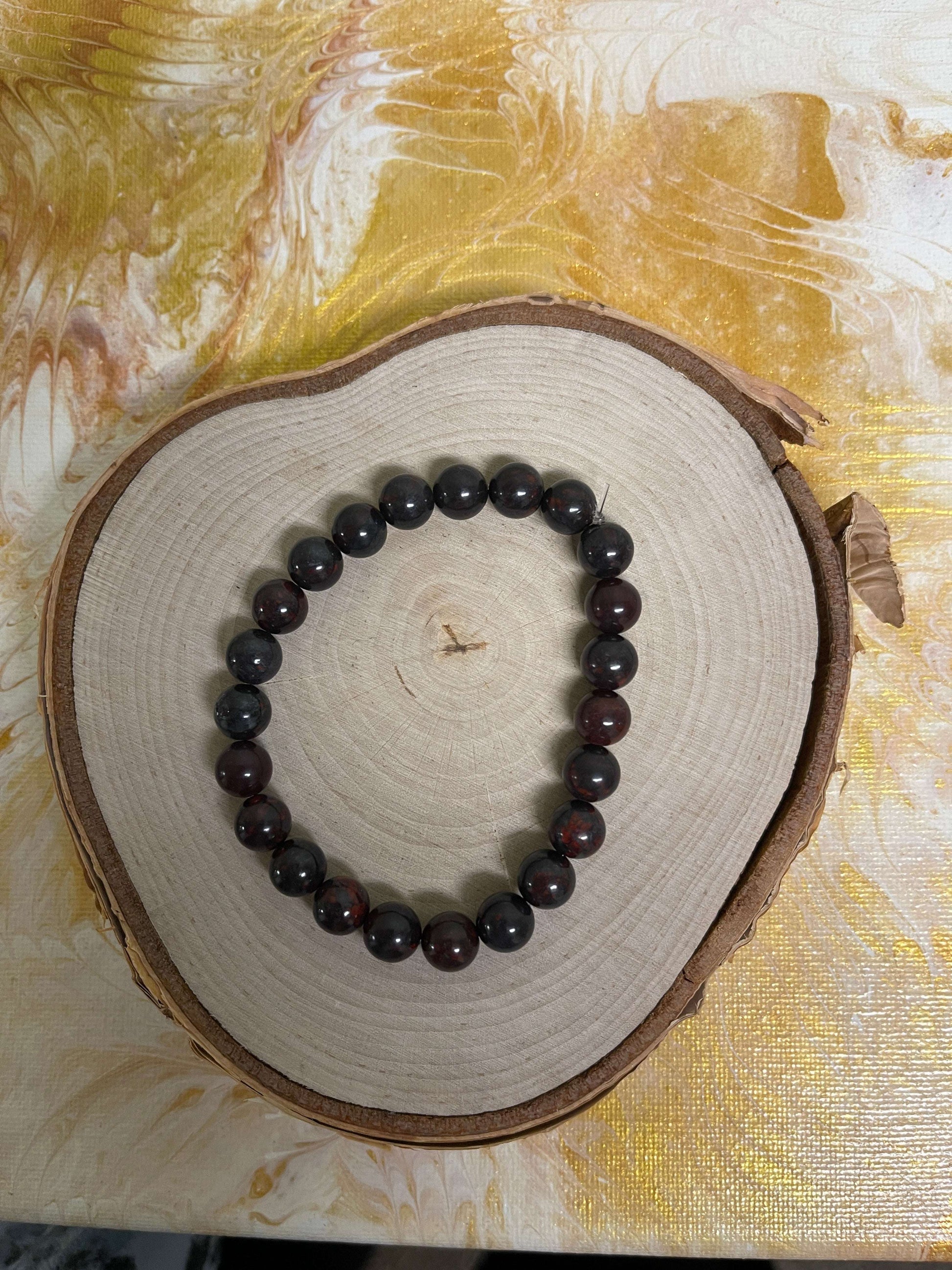 Black Tourmaline in Jasper Beaded Elastic/Stretch BraceletPink tiful of LOVE