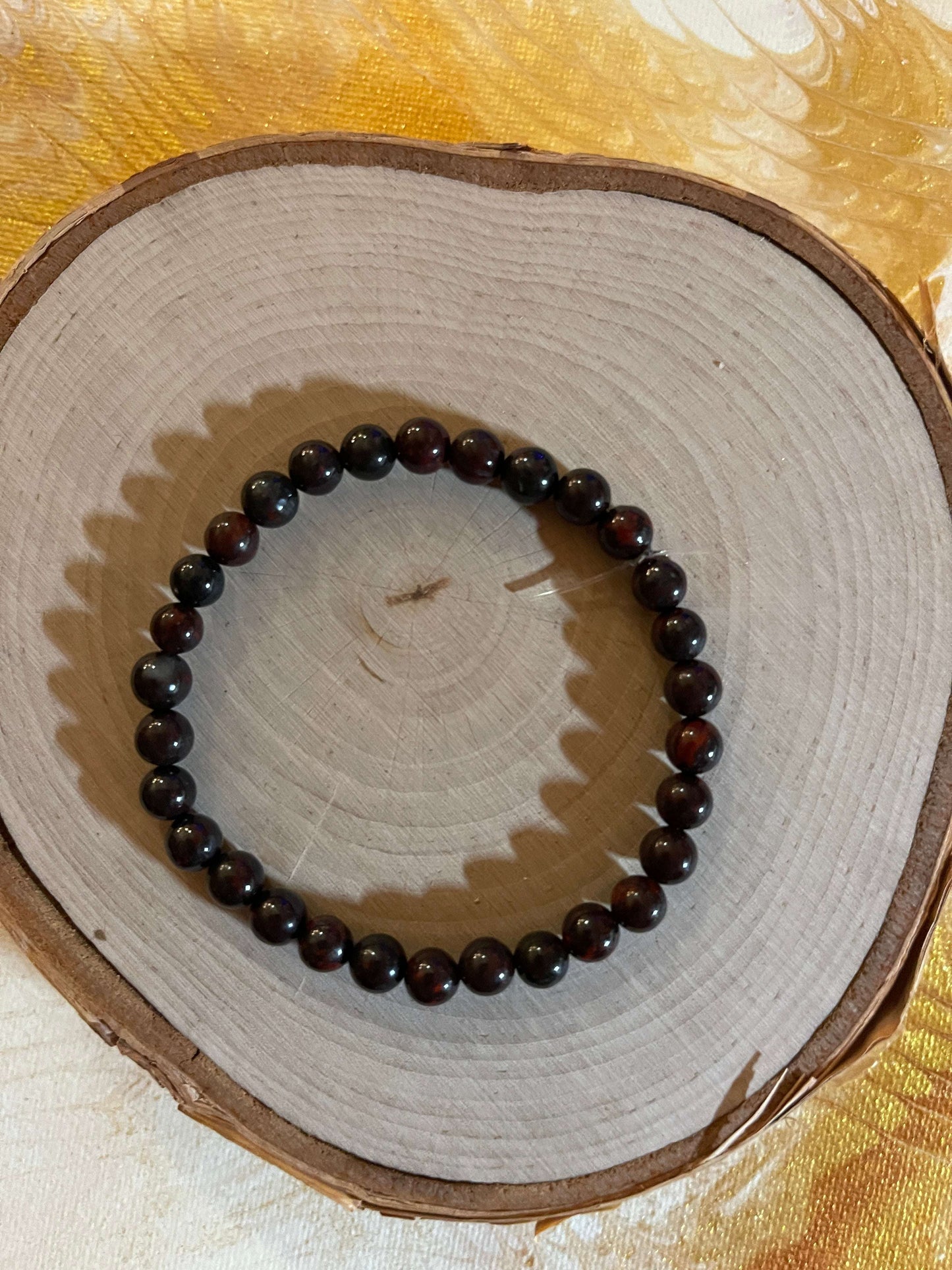 Black Tourmaline in  Red Jasper Beaded Elastic/Stretch BraceletPink tiful of LOVE