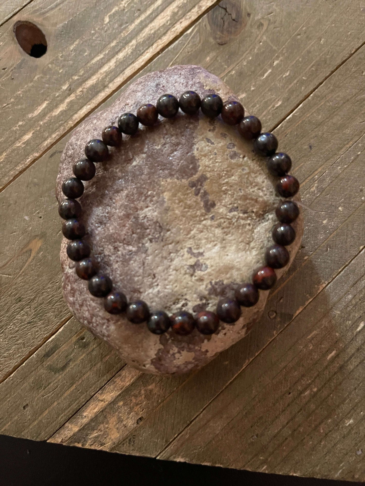 Black Tourmaline in  Red Jasper Beaded Elastic/Stretch BraceletPink tiful of LOVE