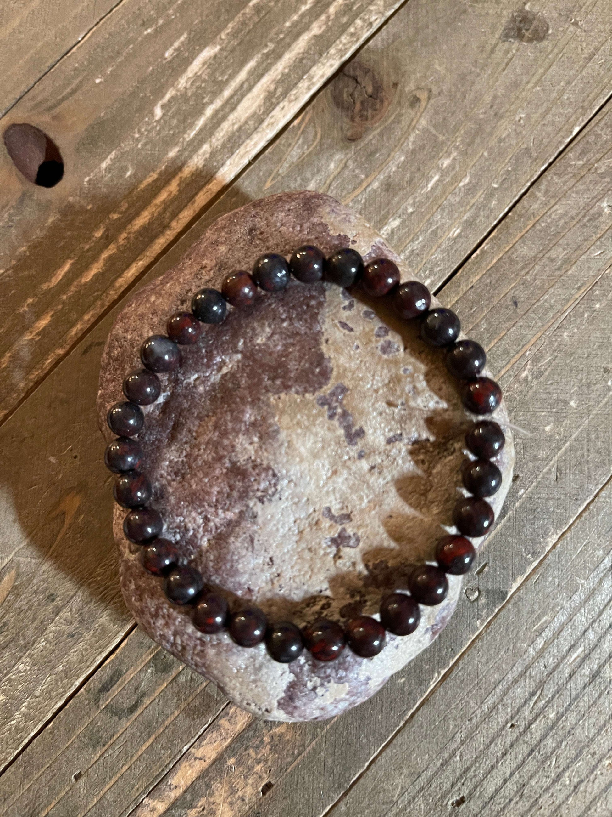 Black Tourmaline in  Red Jasper Beaded Elastic/Stretch BraceletPink tiful of LOVE