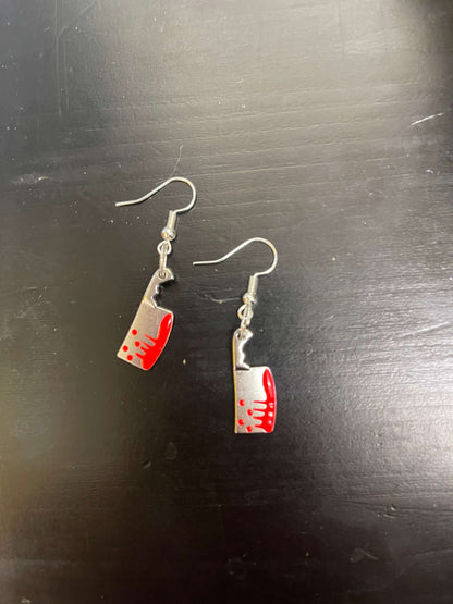 Bloody Cleaver knife Charm Wire EarringPink tiful of LOVE