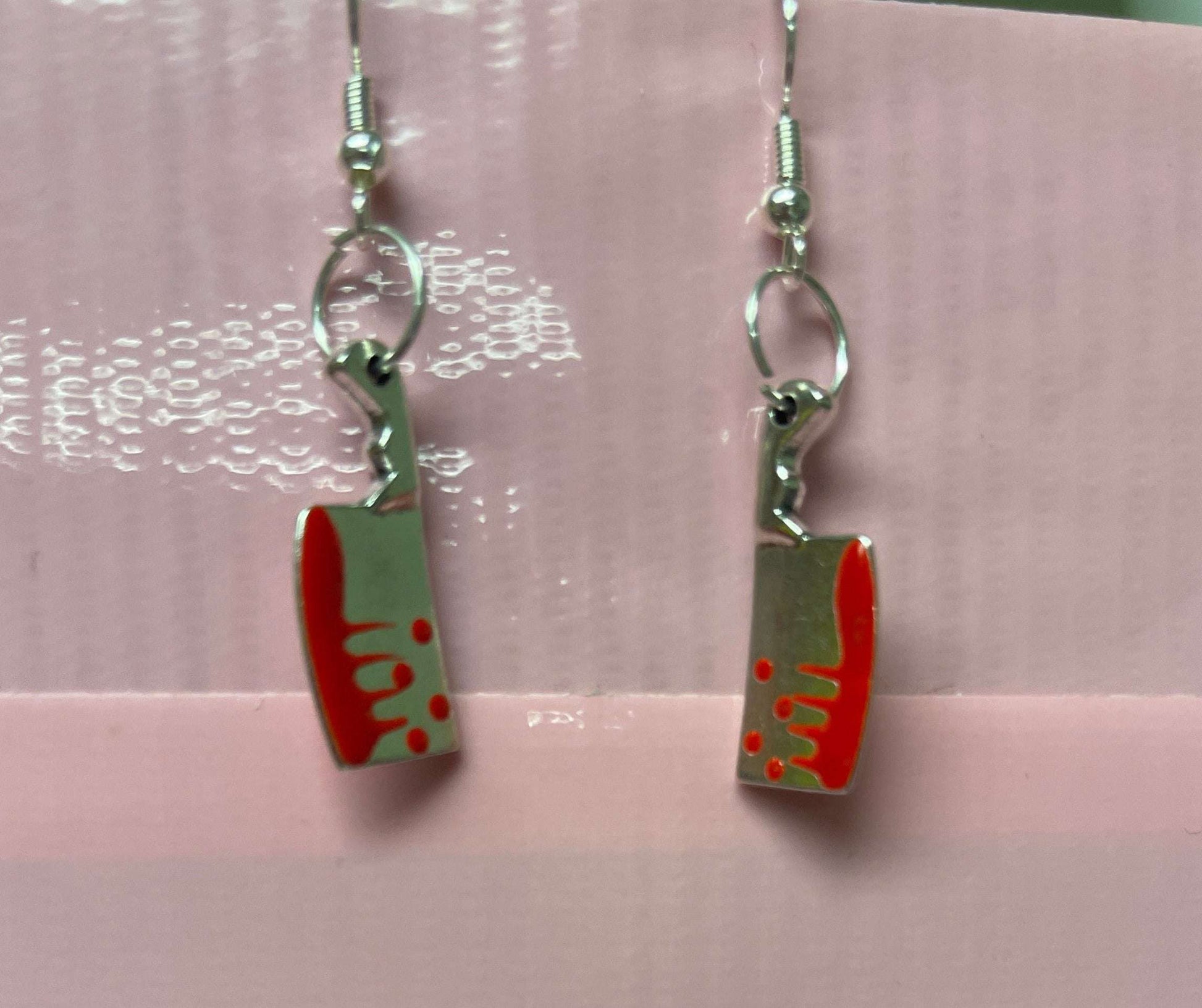 Bloody Cleaver knife Charm Wire EarringPink tiful of LOVE