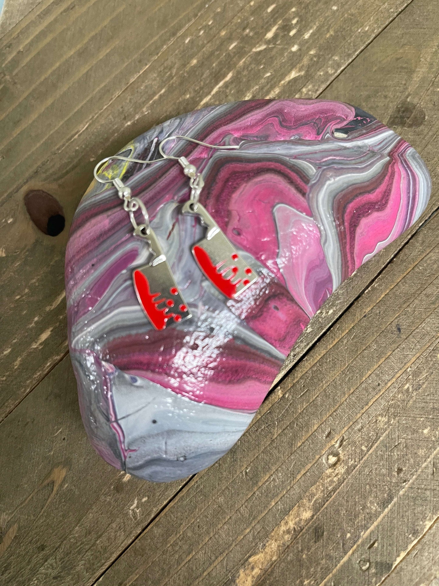 Bloody Cleaver knife Charm Wire EarringPink tiful of LOVE