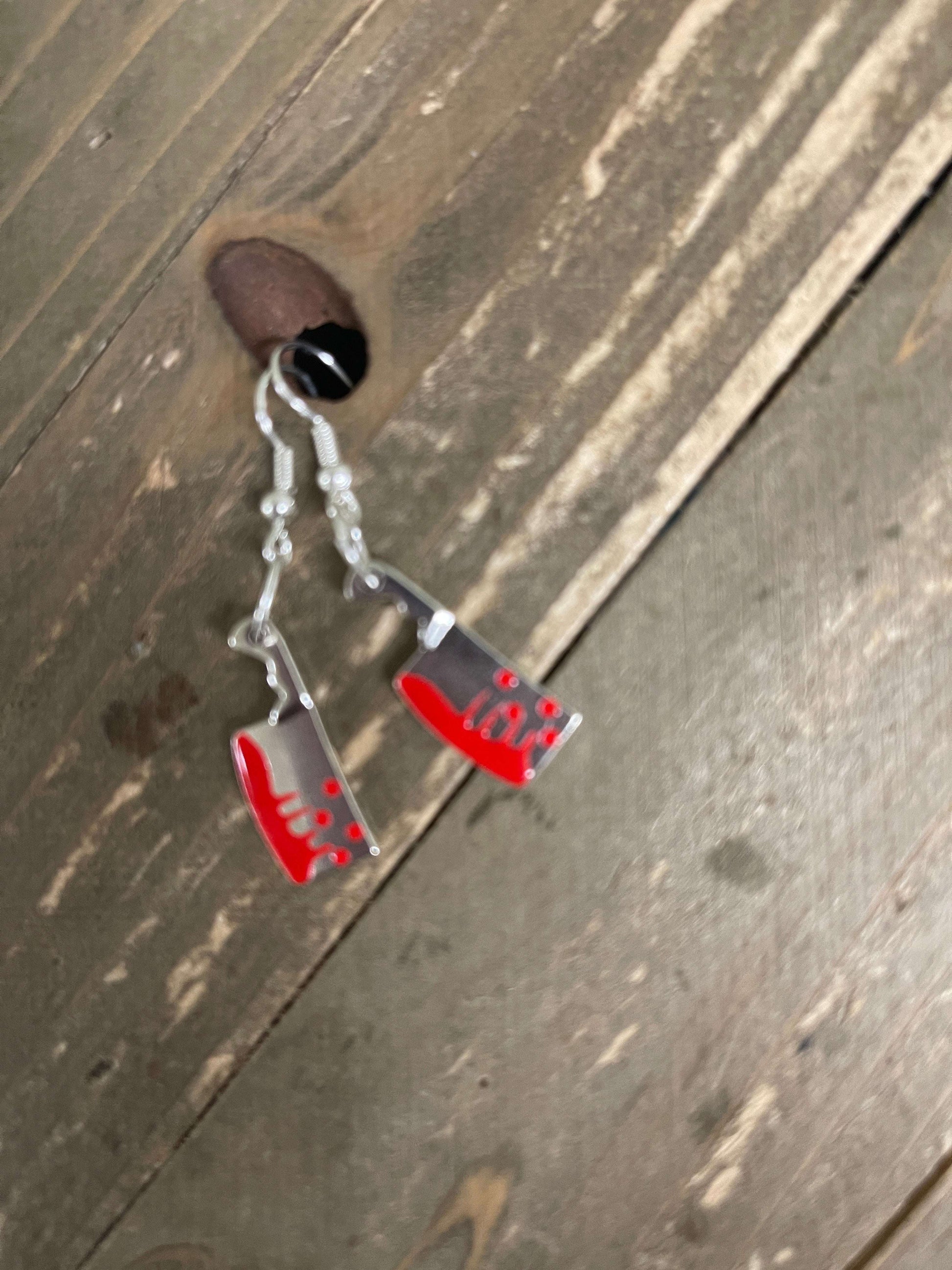 Bloody Cleaver knife Charm Wire EarringPink tiful of LOVE