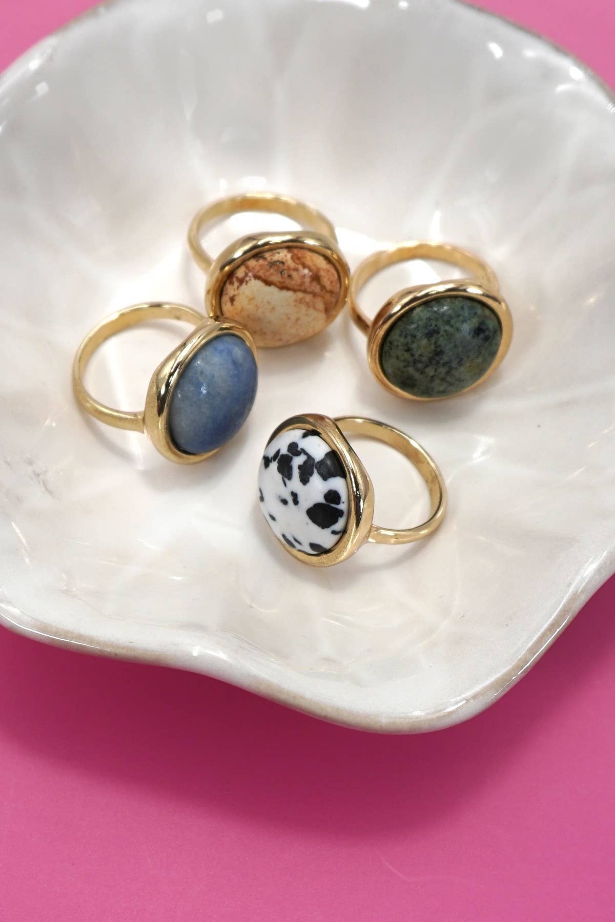 JOSSLYN by wall to wall - NATURAL STONE COCKTAIL STATEMENT RING | 80R084: DALMATIAN