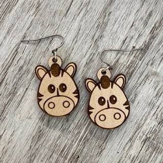 Wooden Zebra Wire Earrings